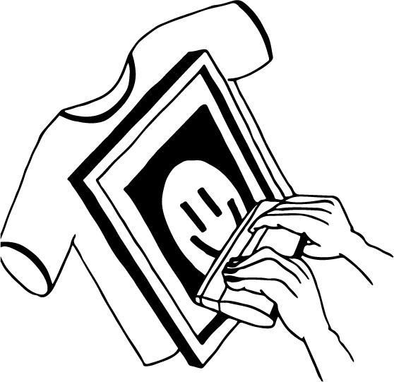 Illustration vom Siebtruck-Verfahren einer Smiley Zeichnung auf ein t-shirt